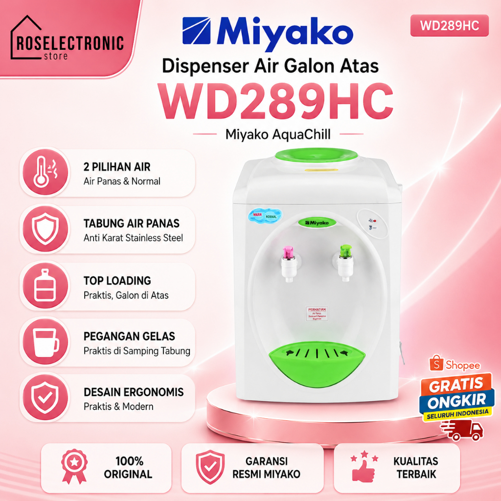 Miyako AquaChill WD289HC - Dispenser Air Galon Atas/WD 289HC/WD-289HC/WD-289-HC/WD 289 HC/WD289HC