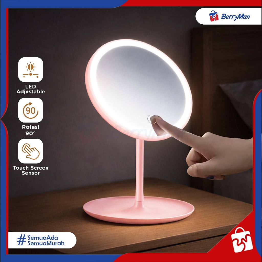 CERMIN MAKEUP LED Light SX-7009 Kaca Rias Portable Aesthetic Rotasi 90° Touch Screen
