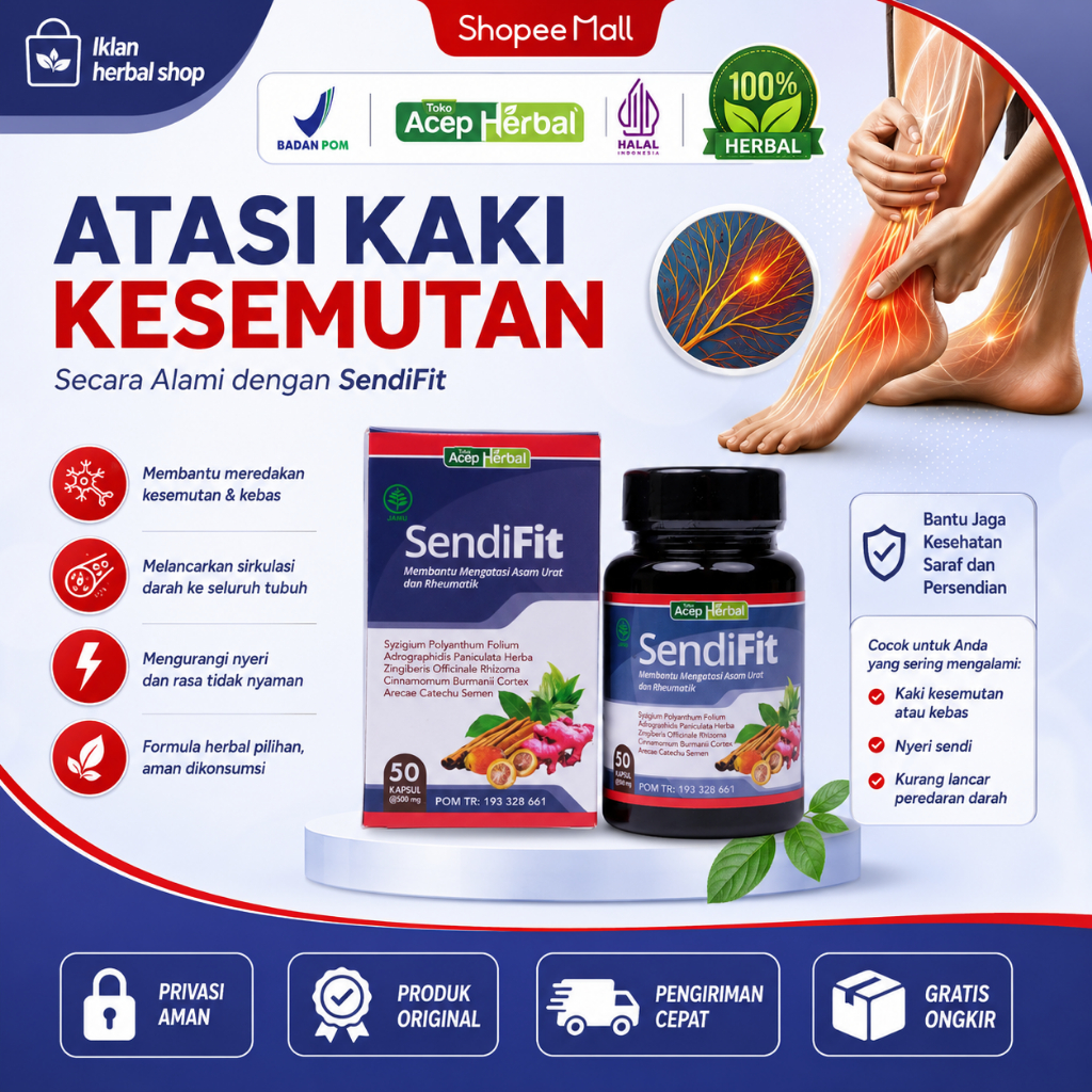 SENDIFIT Obat Kaki Kesemutan Kaki Keseleokaki Bengkak Kaki Kram Kaku, Obat Nyeri Sendi Kaki