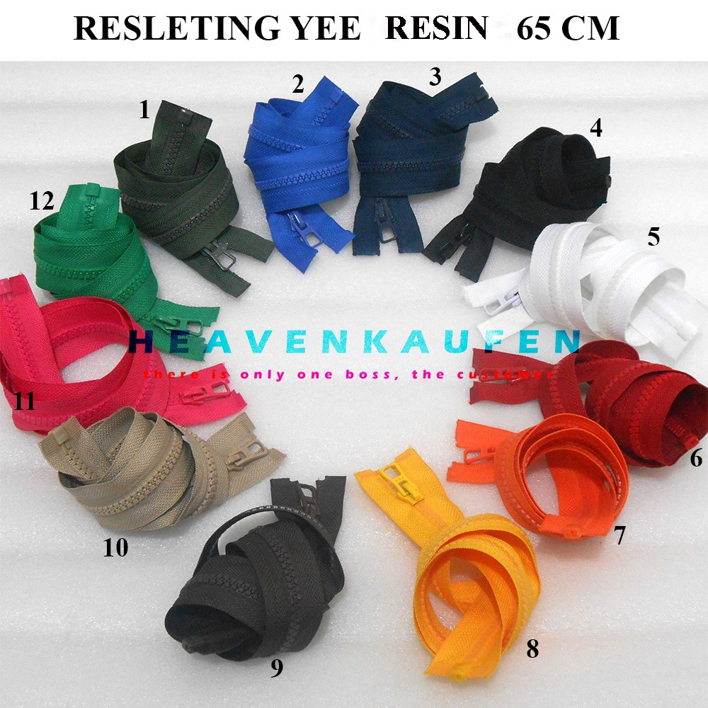 Resleting Zipper Jaket YEE Resin 65 cm Warna Warni Murah