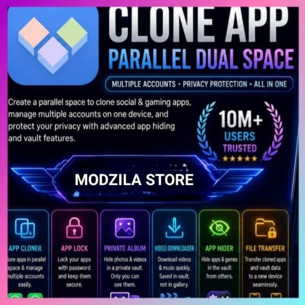 Clone App Premium Unlock, Clone, Custom, Protect, Control, No Ads, Unlimited Access