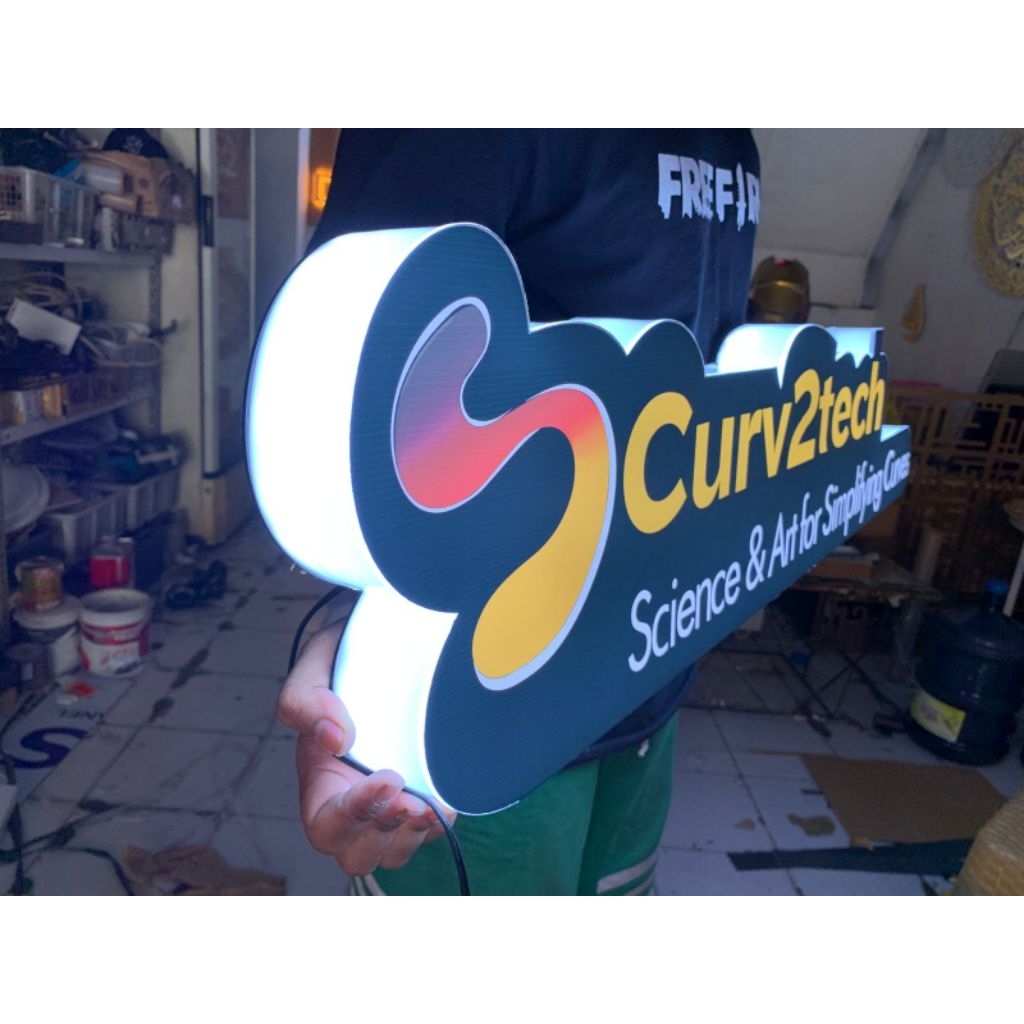 neon box timbul lampu plang nama custom