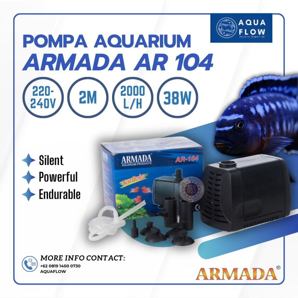 Pompa Aquarium Armada AR 104 2000L/H 38W / Pompa Aquarium / Pompa Celup / Pompa Kolam