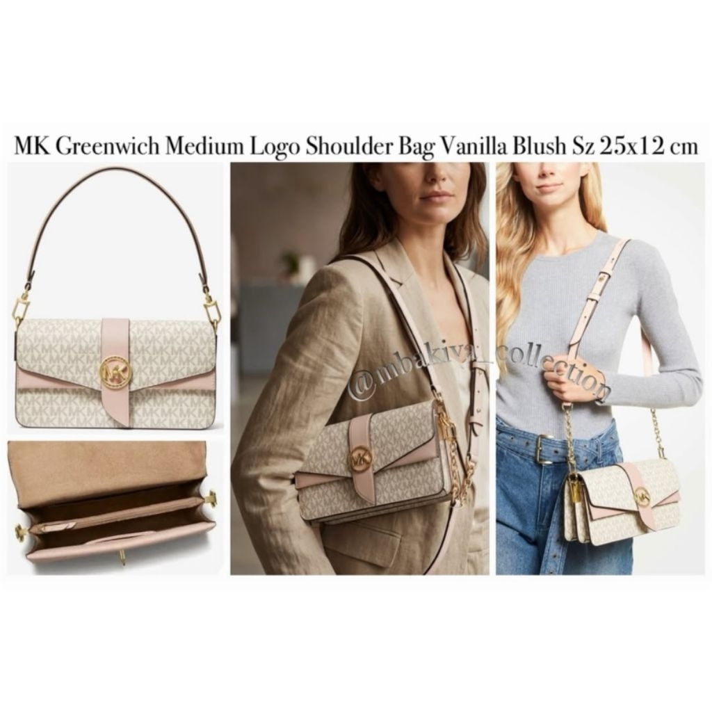 MK Greenwich Medium Logo Shoulder Bag Vanilla Blush