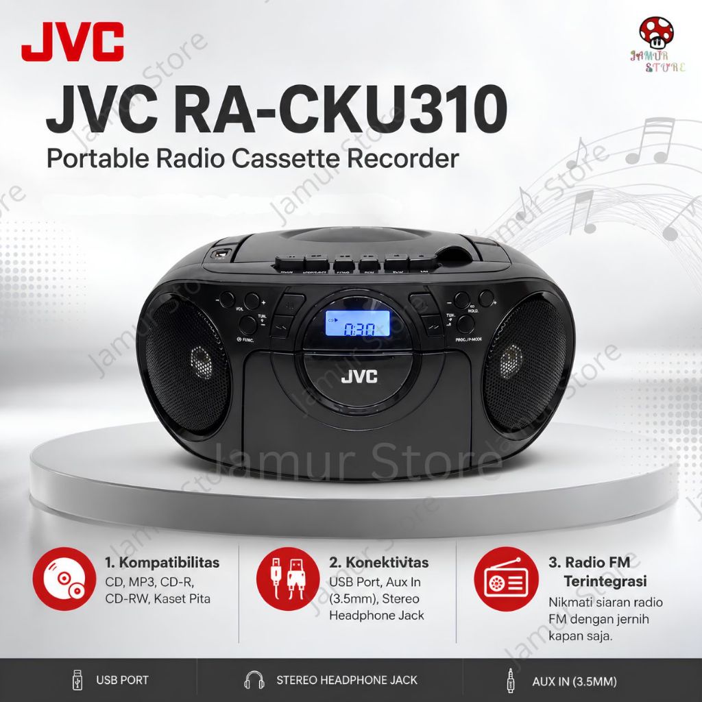 Tape Radio RA-CKU310 Boombox JVC RA CKU310 Compo JVC CKU310 CD/USB/Tape/AM/FM