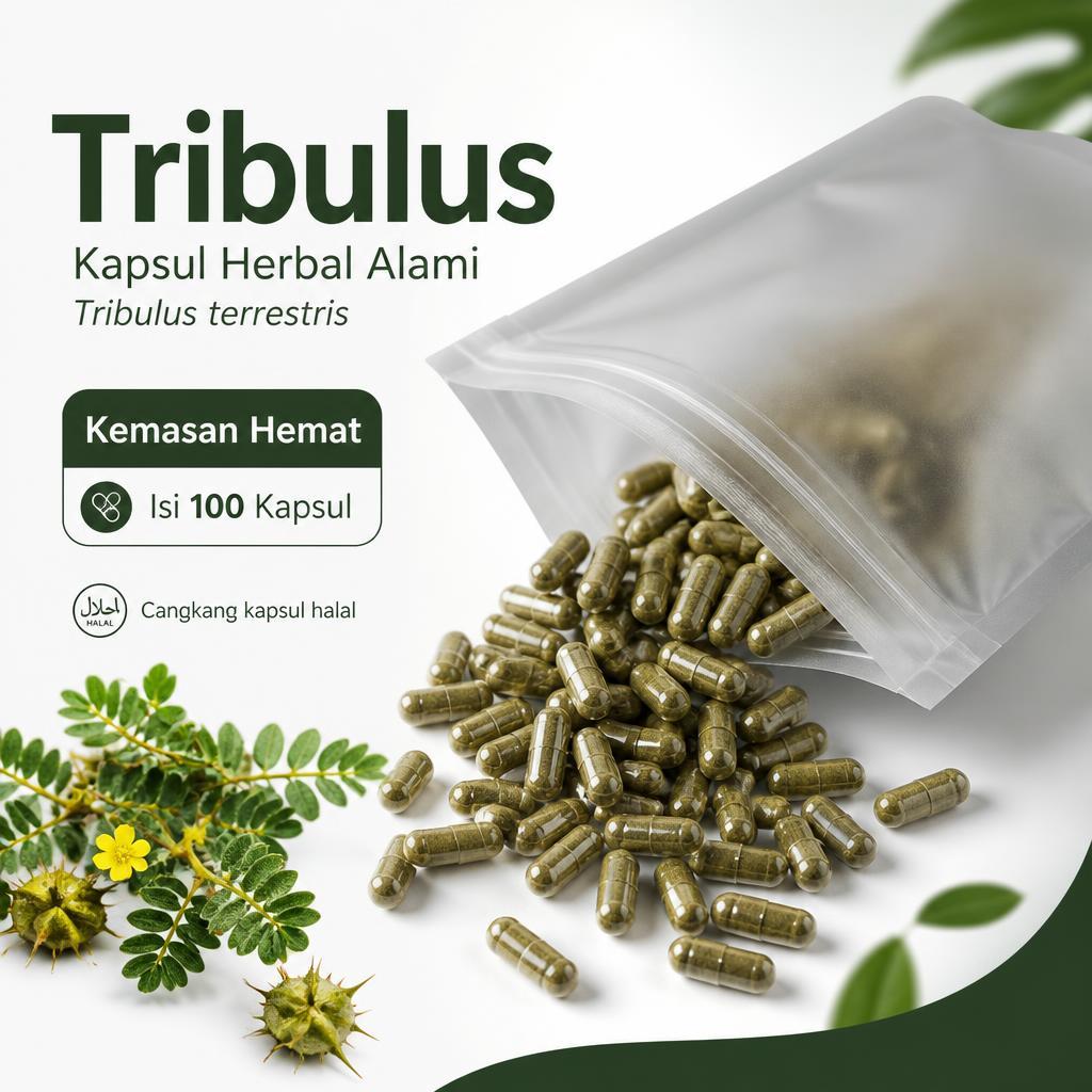 Kapsul Tribulus Rujak Polo Ekstrak Asli Suplemen Olahraga Gym Pembentuk Massa Otot Kebugaran Isi 100