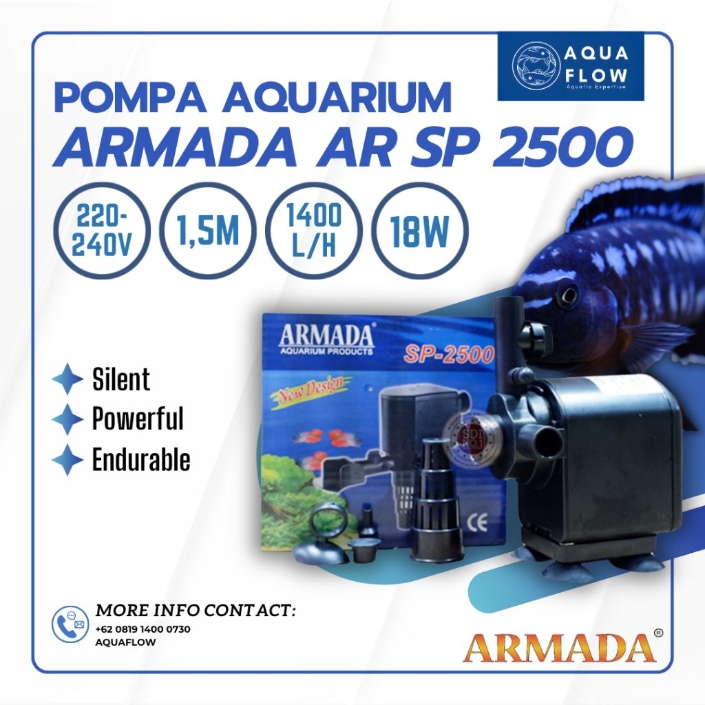 Armada AR SP 2500 18W 1400L/H / Pompa Aquarium / Pompa Celup / Pompa kolam