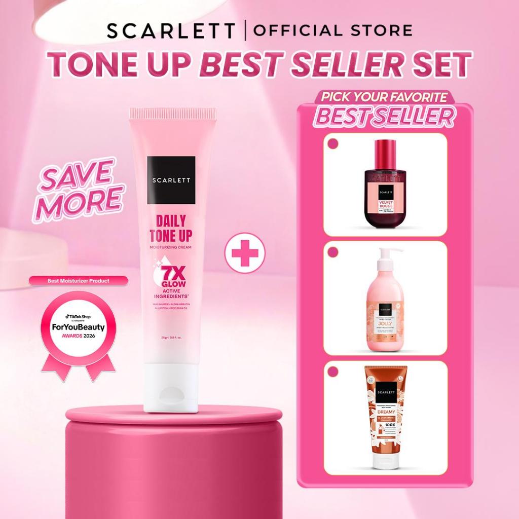 SCARLETT Daily Tone Up Moisturizing Cream  + BEST SELLER Perfume / Body Lotion / Body Serum - Tone U