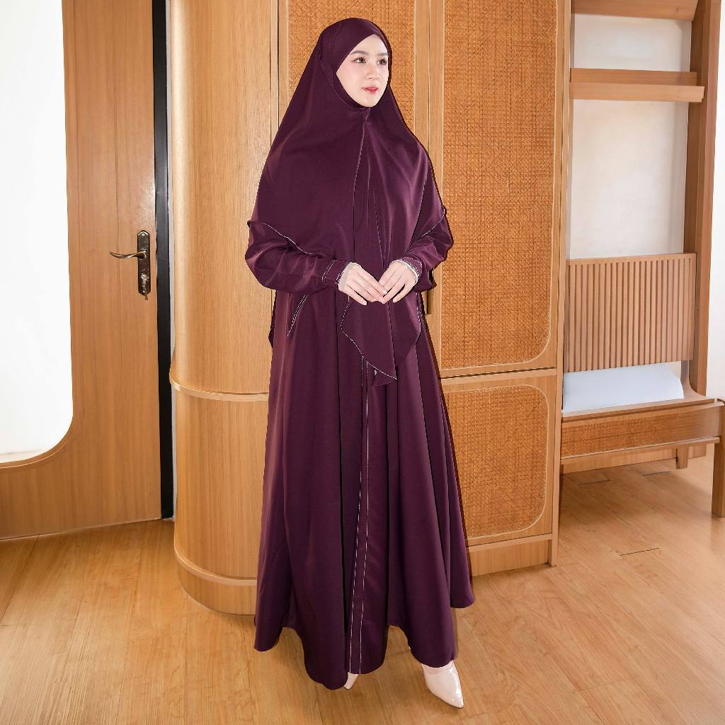 Lozy Hijab - Humaya Abaya Set (Abaya Gamis Set Khimar Haji dan Umrah Bahan Cooltech Anti UV)
