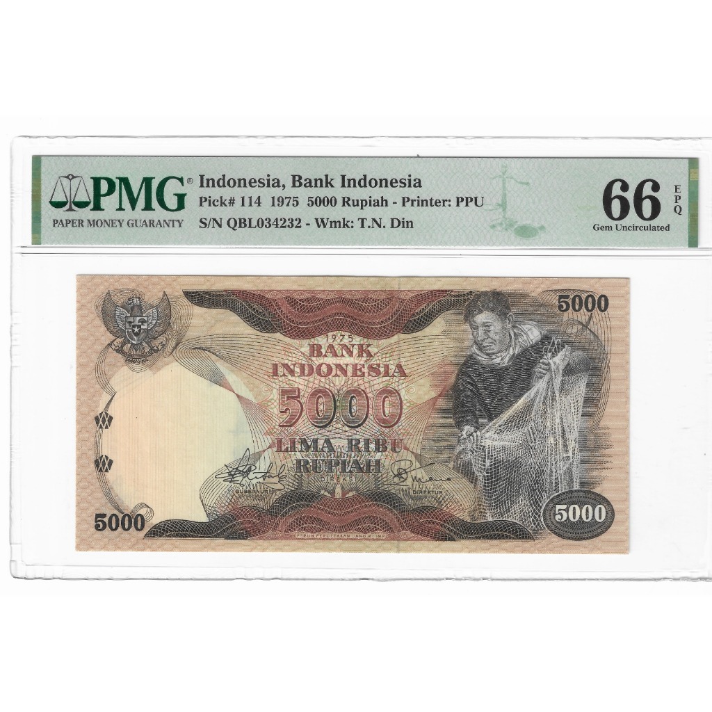 Uang Kuno 5000 Rupiah Penjala Ikan 1975 Original murah PMG