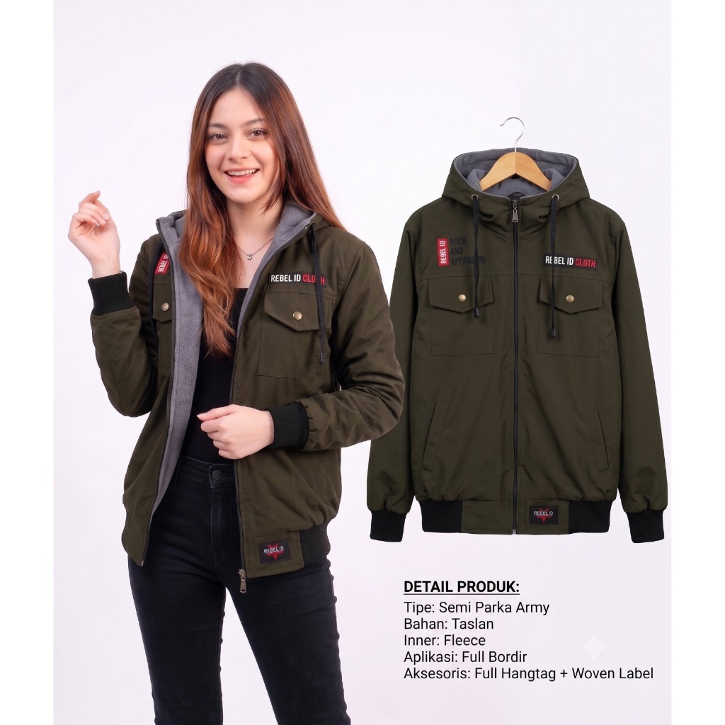 Jaket Parasut Wanita Casual Waterproof Outfit Motor Cewek Stylish