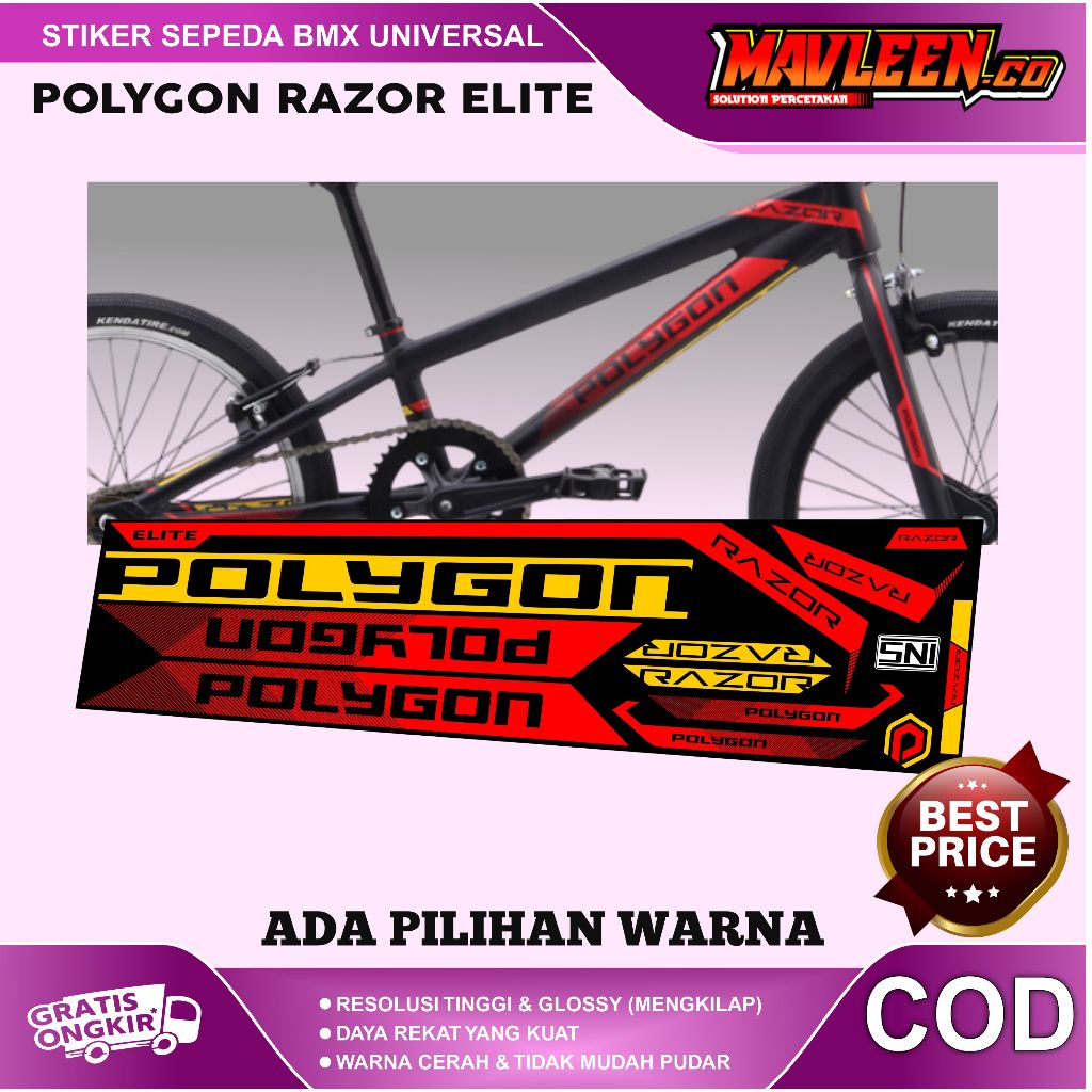(COD) sticker striping sepeda polygon razor elite bukan rogue  BMX 18 20 decal glossy lentur anti ai