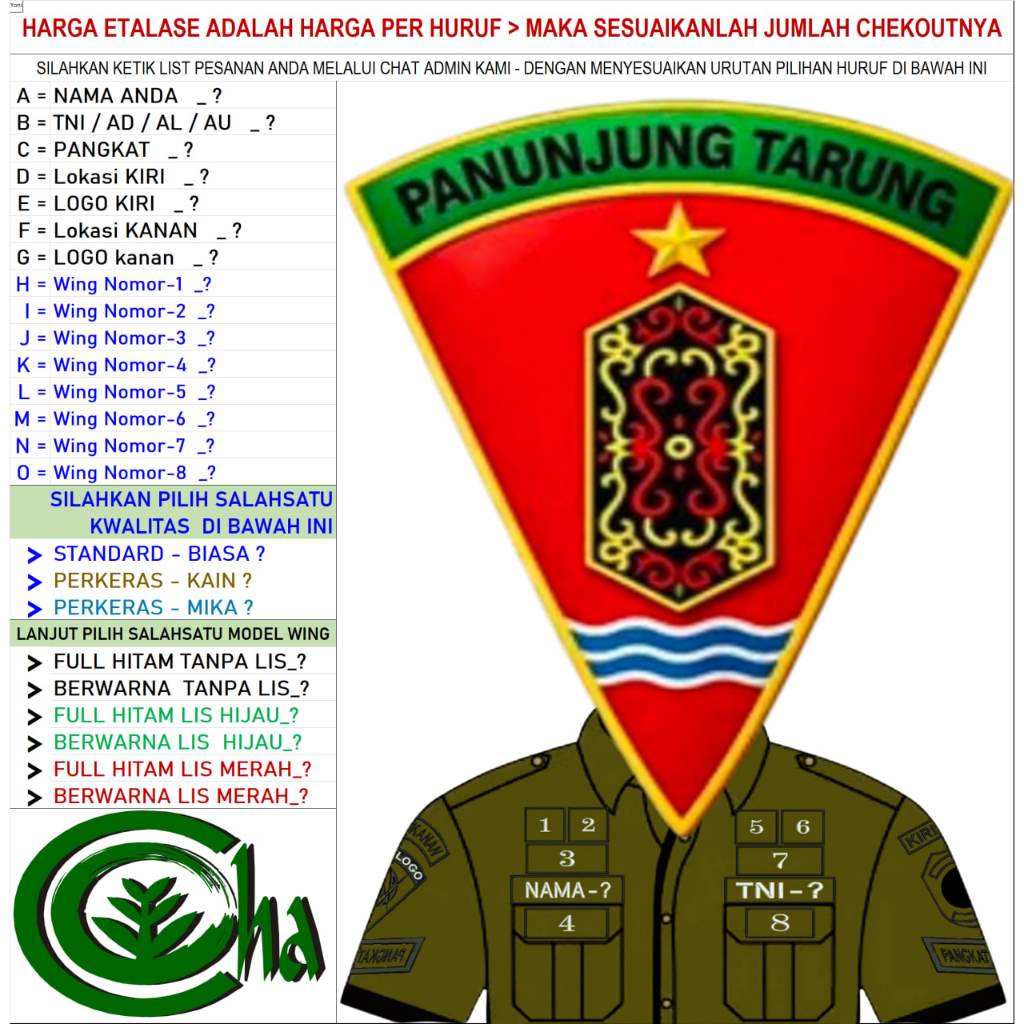 LOGO YONIF TP 831/PANUNJUNG TARUNG / TAMBUN BUNGAI BORDIR CUSTOM BREVET ATRIBUT SATUAN TNI AD HABEMA