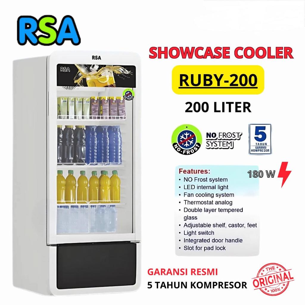 SHOWCASE 1 PINTU RSA 200 LITER 3RAK DISPLAY COOLER RUBY-200. BOGOR