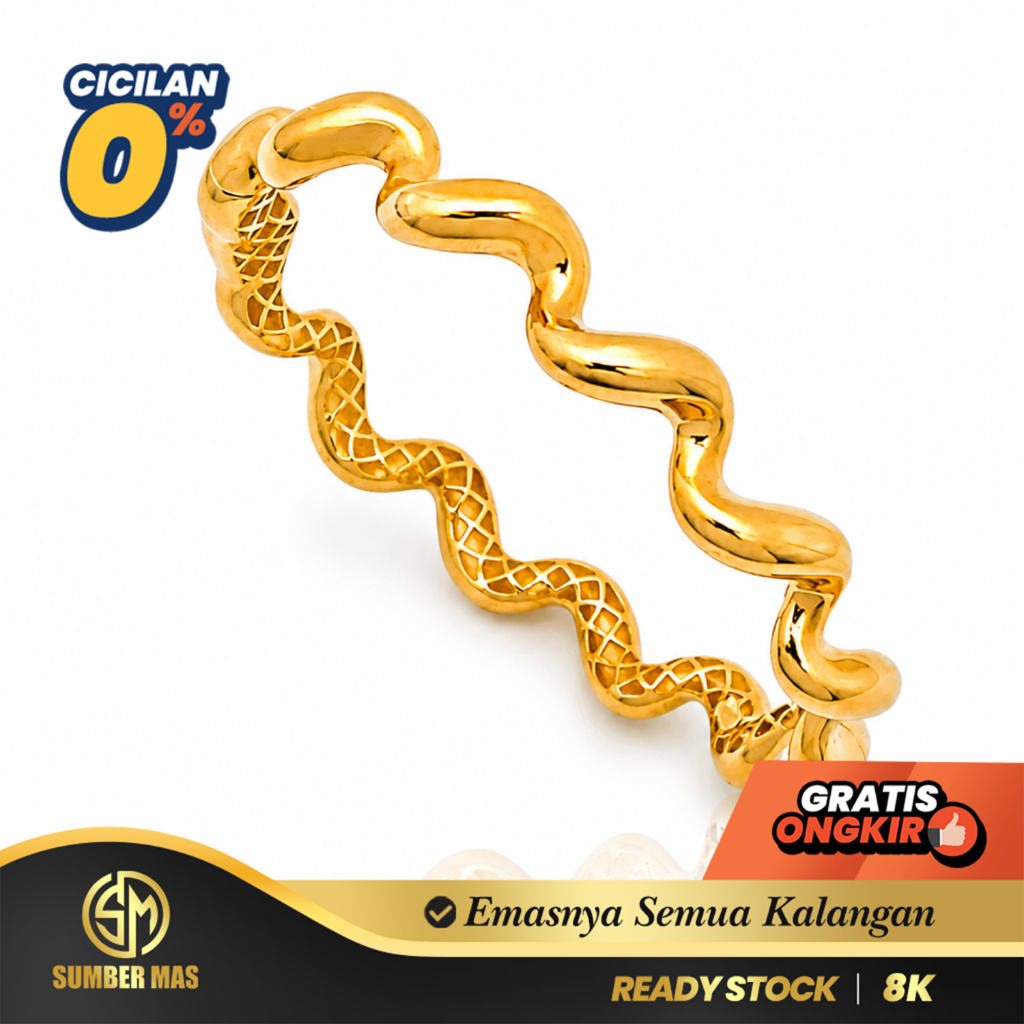 SUMBER MAS - Gelang Kolong Emas Bergelombang Zigzag Fashion 8K