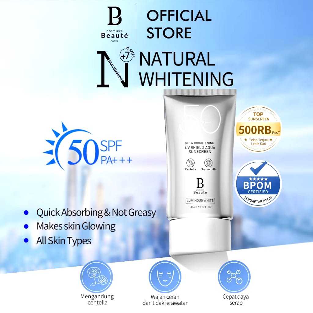 MEMEY | PREMIERE BEAUTE Luminous White Glow Brightening UV Shield Aqua Sunscreen