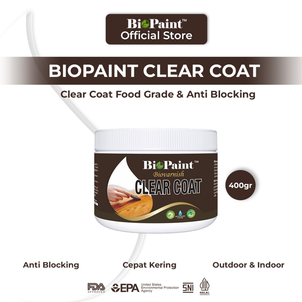 PERNIS KAYU KECIL GLOSS DAN DOFF MATTE WATERBASED - BIOVARNISH CLEAR COAT 400GR
