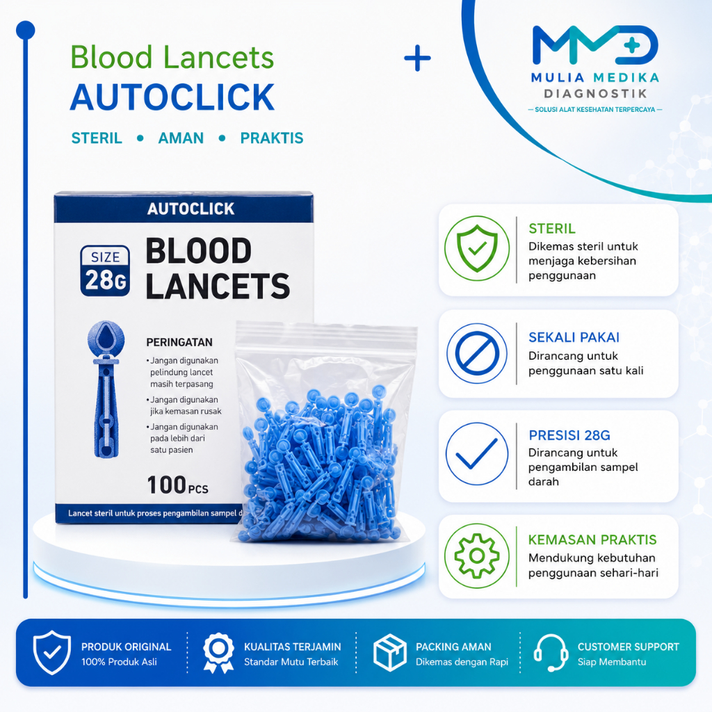 Blood Lancet OneMed 28G / Blood Lancet isi 100 / Jarum Lancet OneMed
