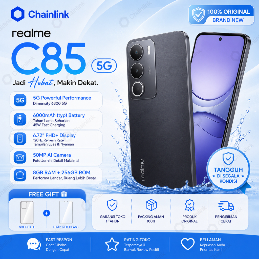 [BISA COD]Realme C85 5G (8GB+256GB) – 7000mAh Titan Battery | Dimensity 6300 5G NFC