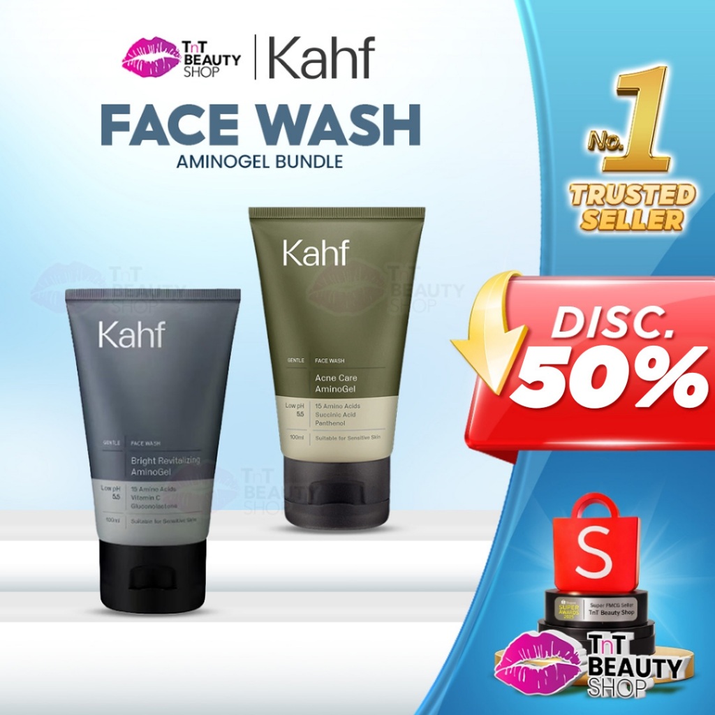 [Bundling Kahf Paket  2IN1 COMBO DAY & NIGHT] Complete Acne Care & Brightening Face Wash Pack 100 ml