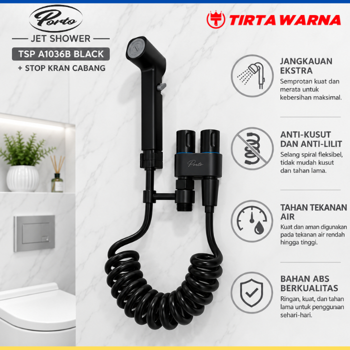 Porto Jet Shower TSP A1036 A1035 A1036 Stop Kran Cabang Anti Kusut Bahan ABS Anti Karat