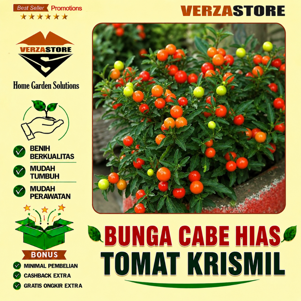10 Biji - Benih Bibit Bunga Cabe Hias Tomat Krismil Bulat Unik