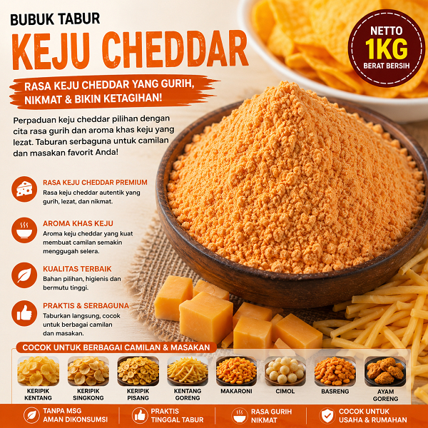 Bubuk Makanan Kiloan Rasa Keju Cheddar 1Kg Kebutuhan Memasak Aneka Rasa Bubuk Tabur Makanan Bumbu Lo
