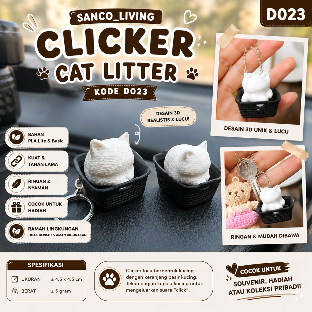 Sanco | D023 Clicker Cat Litter Keychain Ganci Gantungan Kunci Cliker Simulator Click
