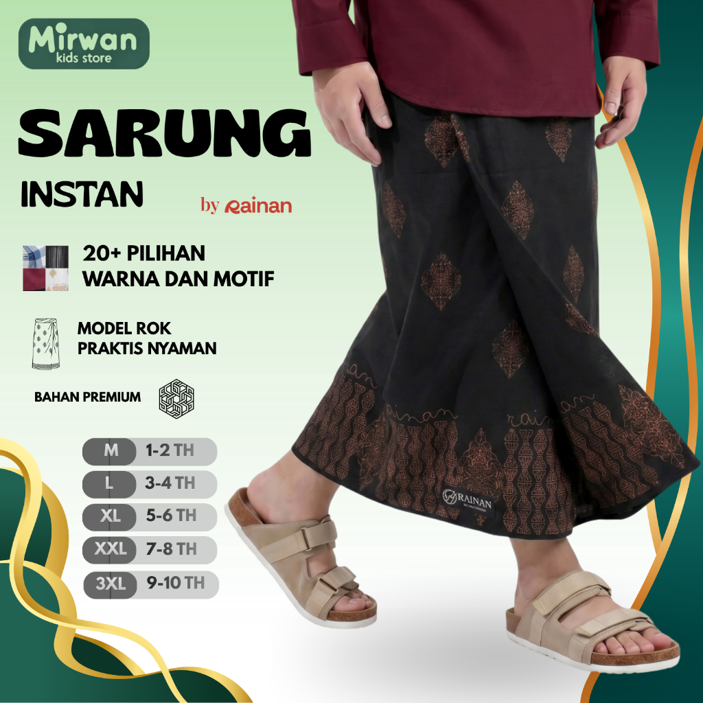 Mirwan Kids Store - Sarung Instan Anak Laki Laki by RAINAN ORI Sarung Sunat Praktis BahanLembut Adem