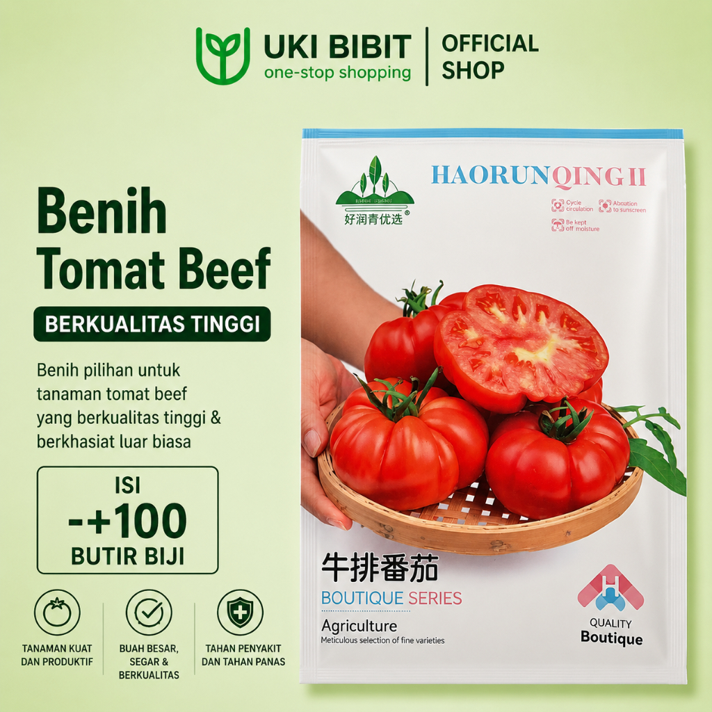 Kemasan Original | Benih Biji Tomat Beef | Tomat Beefsteak | Beefsteak Tomato