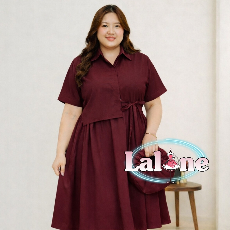 Bigsize Dress Casual Marsela Jumbo XXXL Wanita Gaun Kekinian Korean Style Wanita Terbaru Bigsize Ld 