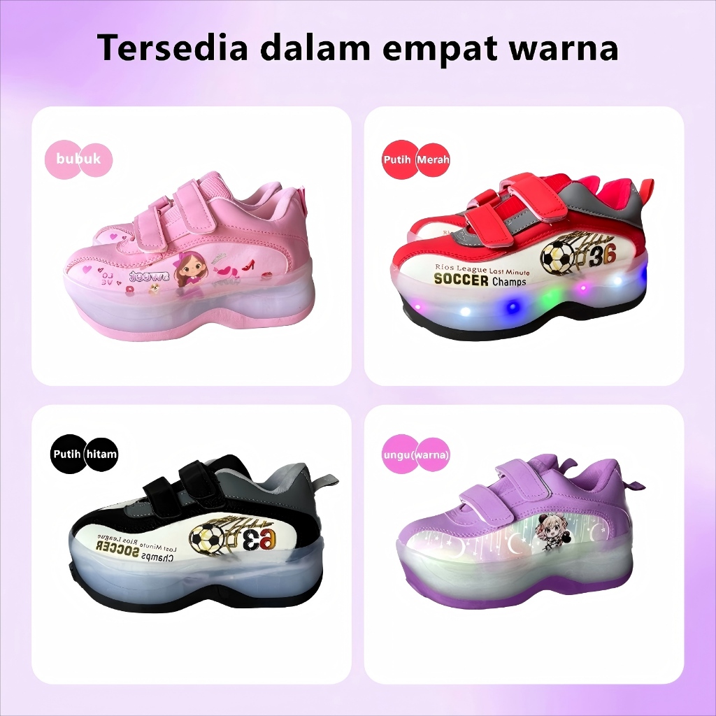 sepatu roda sekolah anak perempuan/Sepatu roda anak perempuan LED/Sepatu roda cewek karakter lucu