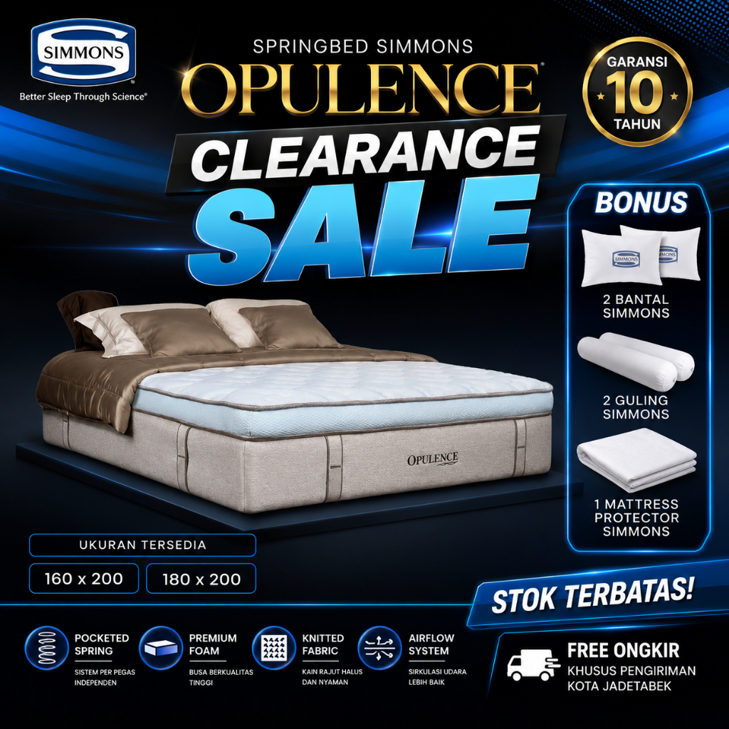 Promo Cuci Gudang Simmons Opulence Diskon Eksklusif untuk Kenyamanan Maksimal Ukuran 160x200 180x200