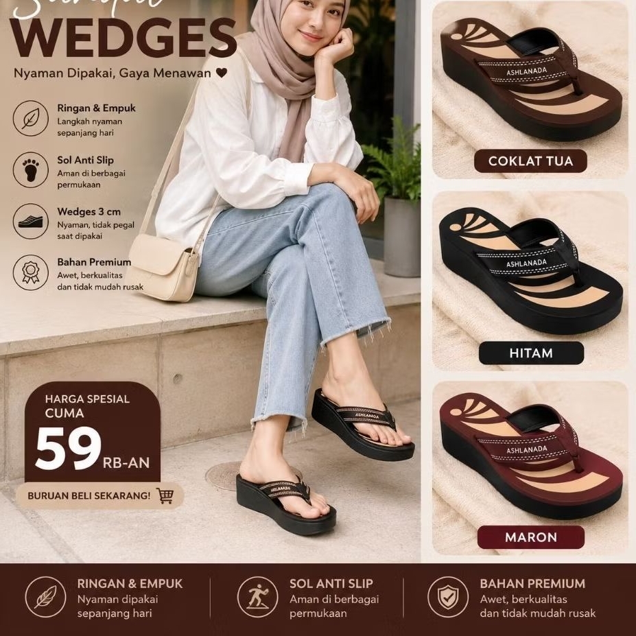 SENDAL WEDGES WANITA NEVADA SPON EVA MOTIF