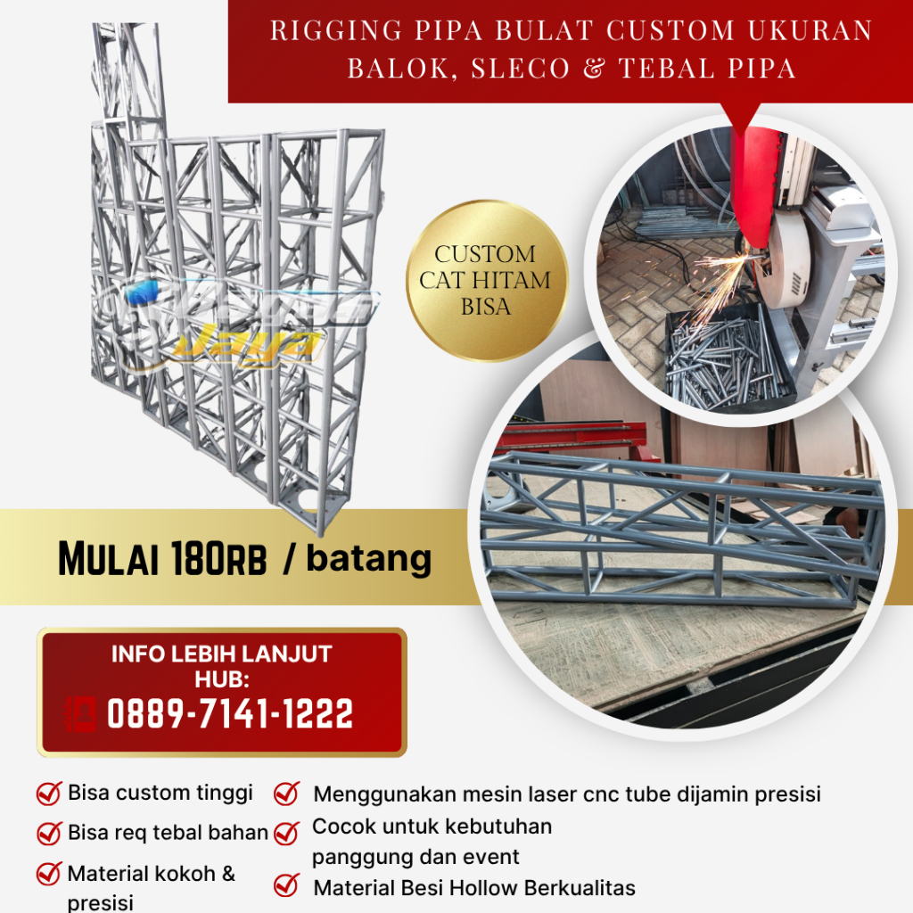 Rigging Pipa Bulat lighting  Sound System  Ready