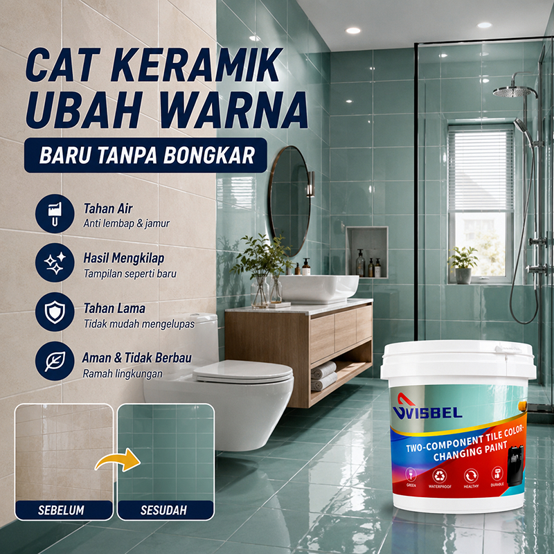 Cat Keramik Lantai Tahan Air Waterproof Cat Ulang Keramik Kamar Mandi