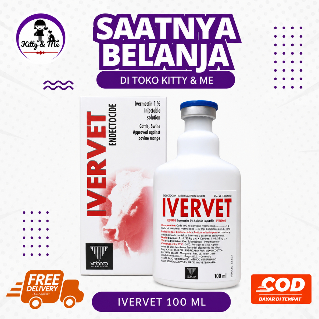 IVERVET 100 ML - Obat Gudik Ecto Endo Parasit Seperti Intermectin Nova Mectin