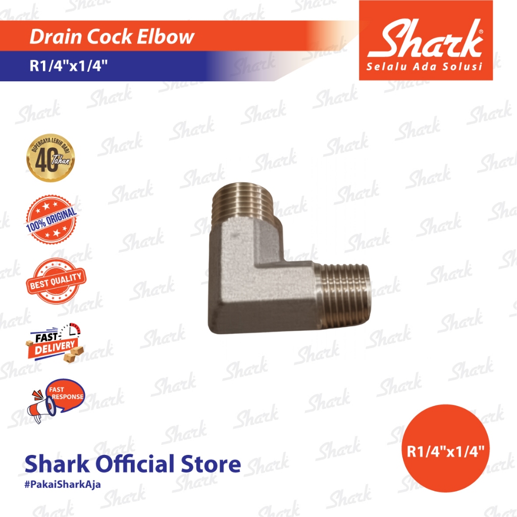 Drain Cock Elbow Kompresor Shark R1/4"x1/4"