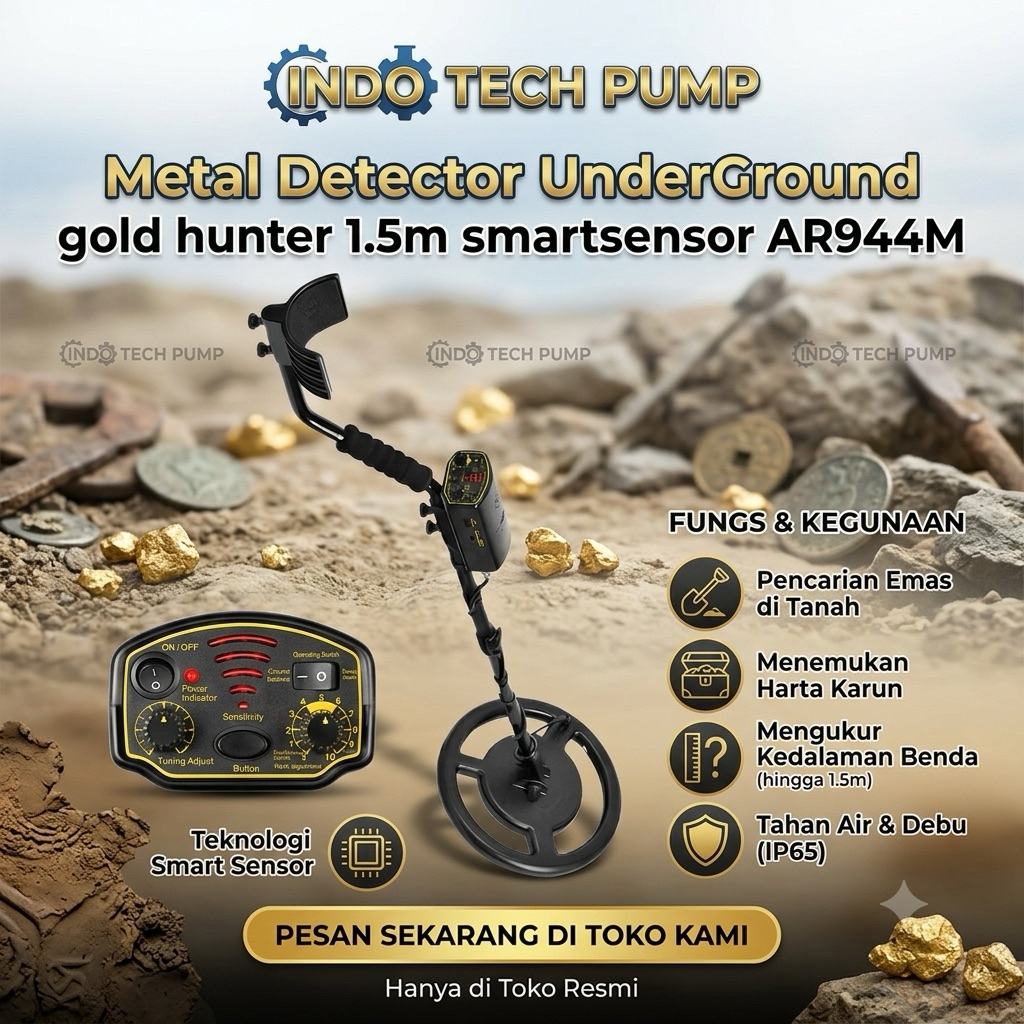 Metal Detector UnderGround emas gold hunter 1.5m smartsensor AR944M