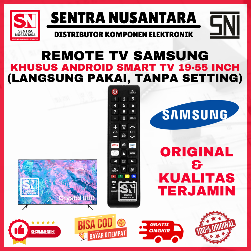 REMOTE TV ANDROID SMART TV SAMSUNG 19-55 INCH ORIGINAL | REMOT SMART TV SAMSUNG ASLI TAHAN LAMA | RE