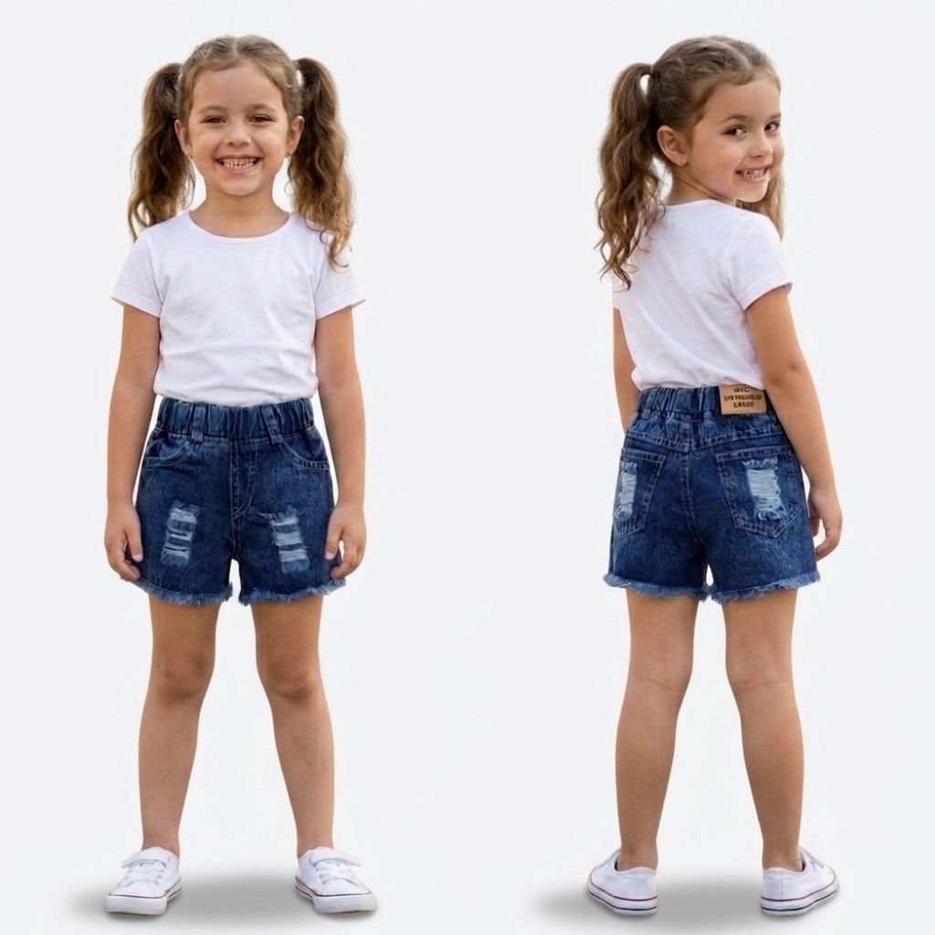 Celana Hotpants Anak Perempuan Ripped Jeans Sobek Gaya Korea Usia 1 - 12 Tahun Hot Pants Jeans Anak 