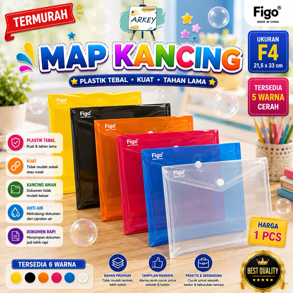MAP PLASTIK KANCING F4 / Map Kancing Plastik Folio