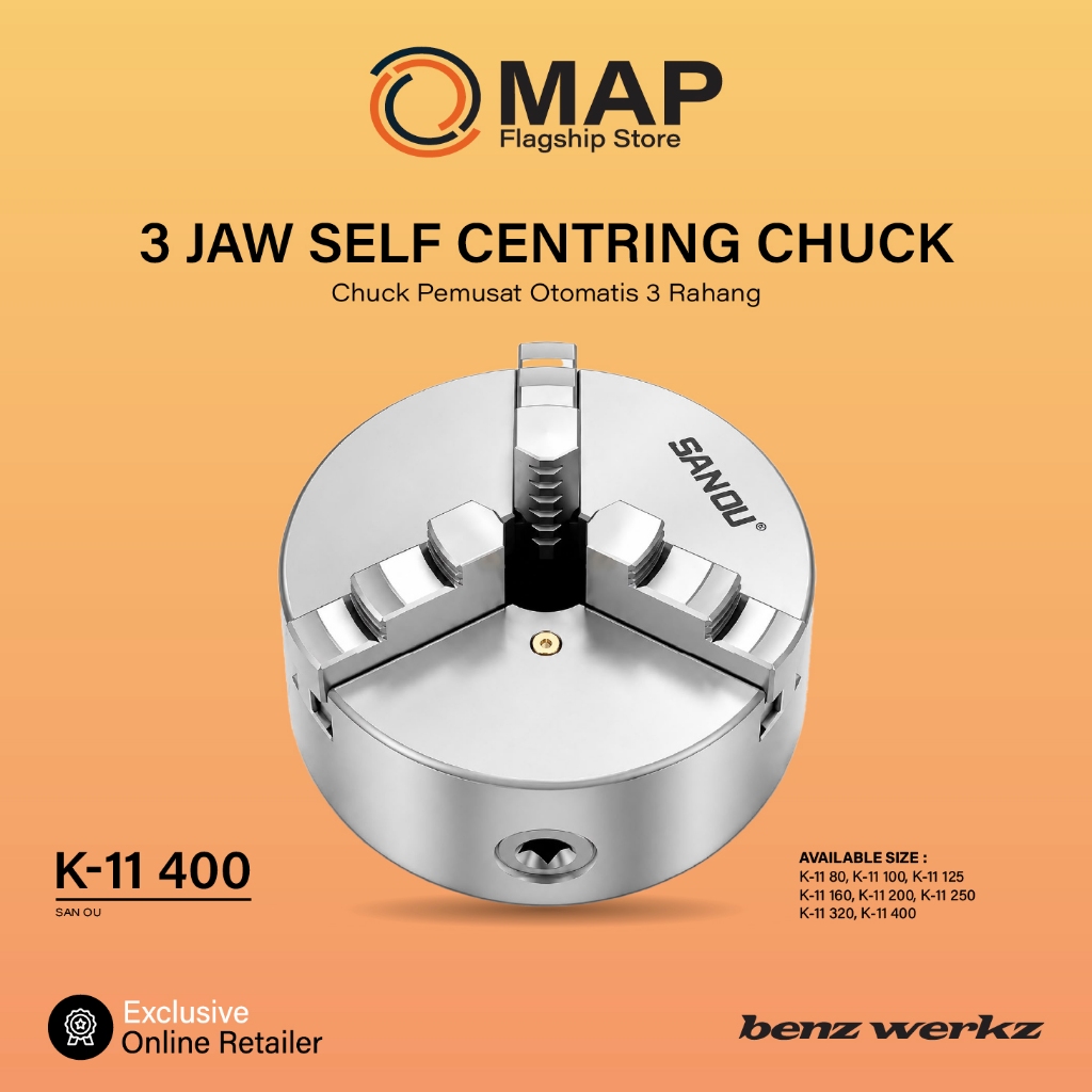 Chuck Bubut 16" 3 Jaw / Claw Bubut 3 Jaw / Catok Kepala Bubut 16 Inch K11 - 400