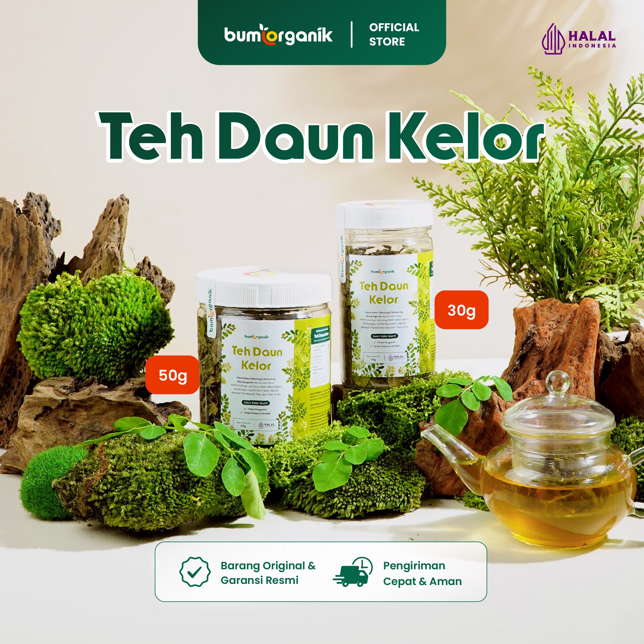 TEH DAUN KELOR ORIGINAL SLIM TEA - BUMI ORGANIK / TEH DAUN KELOR ORIGINAL 100% / TEH KELOR / MORINGA