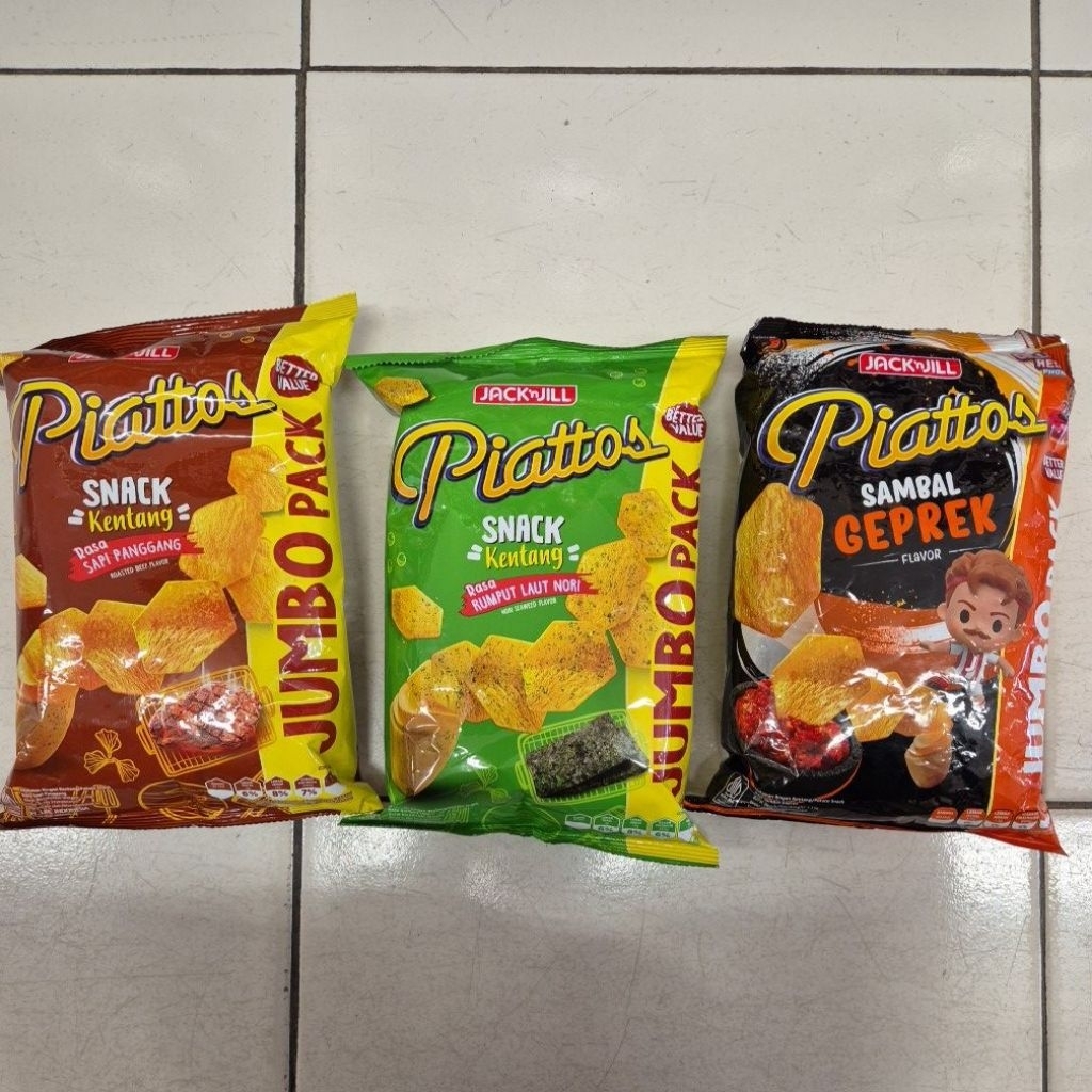 Piattos Jumbo Snack Potato Chip 120gr Sapi Panggang / Nori Rumput Laut / Sambal Geprek