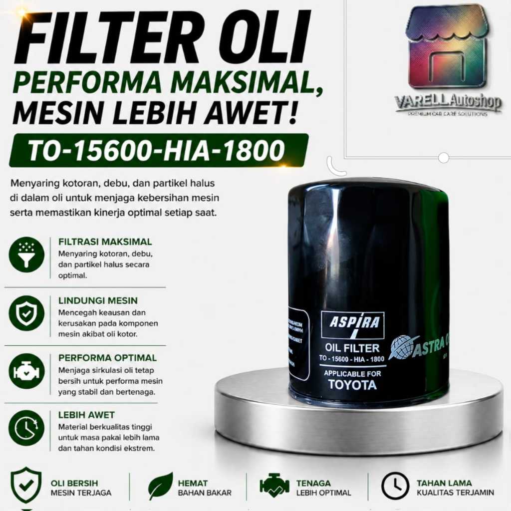 Filter Oli Aspira Astra Otoparts To-15600-Hia-1800 Toyota : Kijang Diesel Kapsul/Lgx/Lsx - Hiace -