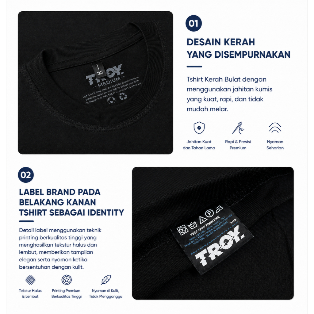 Troy Company T-shirt Black Cat Line - Kaos Pria Lengan Pendek Hitam MTD 3654