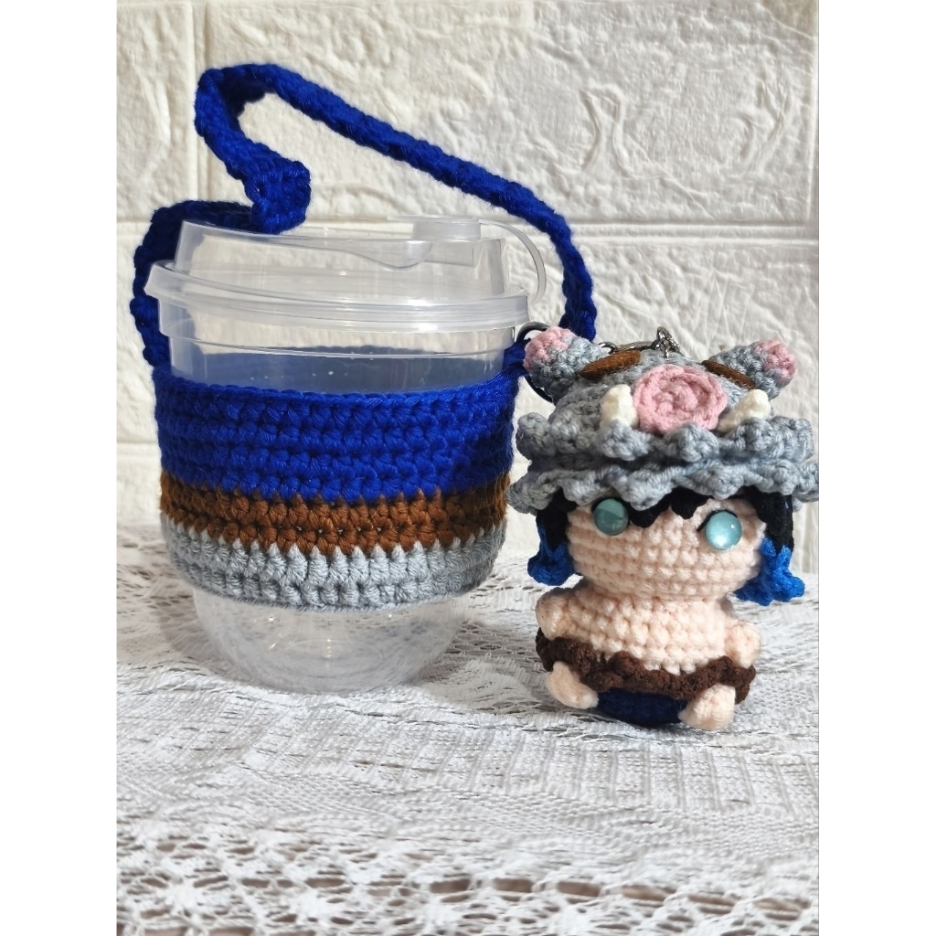 Cup Holder Rajut tema Anime Demon Slayer / Tanjiro / Zenitsu/ Inosuke
