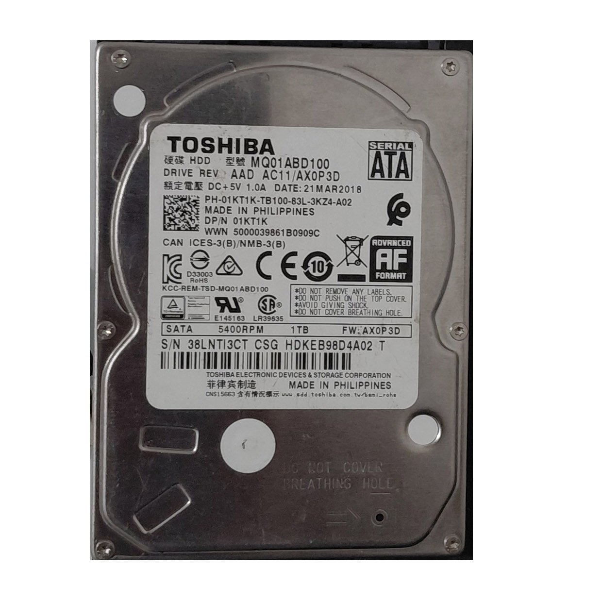 Hardisk Laptop 1TB Toshiba HSGT 2.5 Inch SATA3 HDD Internal Notebook PS3 PS4 Bekas Original Cabutan 