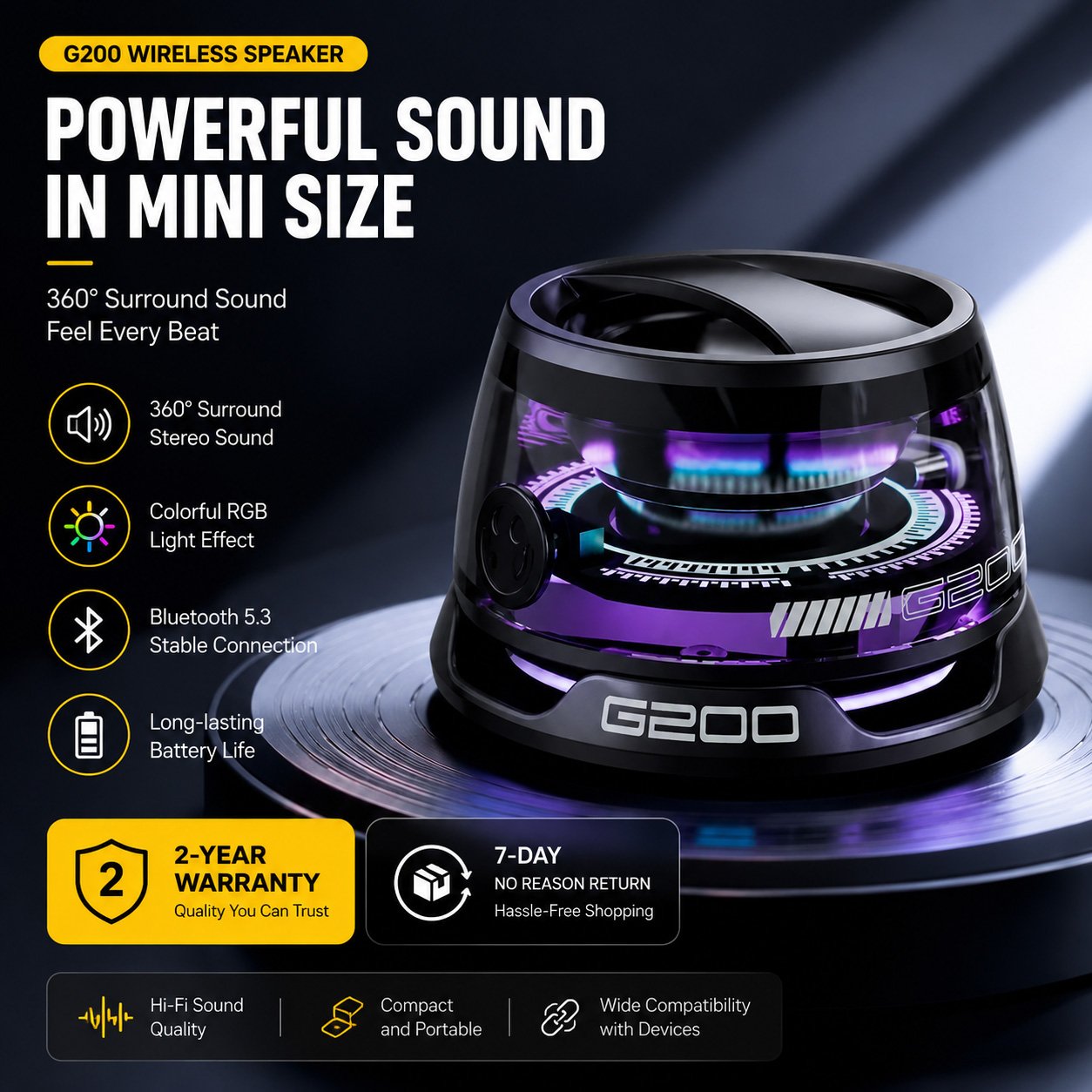 Lentiven speaker bluetooth mini wireless with led colorful light K07